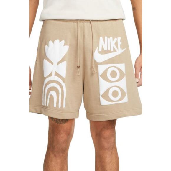 Nike Sportswear Puff Print Graphic French Terry Shorts NWT Size XXL Men's Tan - Picture 2 of 16